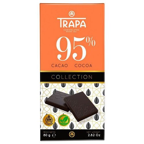 Trapa Collection, Tafel Zartbitterschokolade, 95%, glutenfrei, vegan, 80g