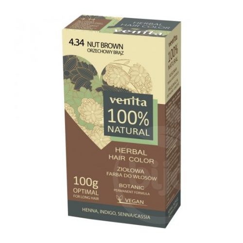Venita 100% natural gyógynövényes hajfesték 4.34 mogyoró barna 100 g